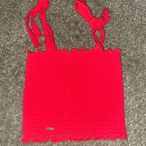 Bright Red - Waffled Crop Top